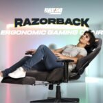 Drogo ProForm Suede Ergonomic Gaming Chair Adjustable Seat & Massager Lumbar Pillow - Image 19