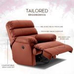 Avalon Posture pro Rocking & Rotating Single Seater Premium Leatherette Recliner, Tan, Motorized - Image 3