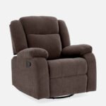 Avalon - Rocking & Rotating Single Seater Fabric Recliner In Dark Brown Colour - Image 3