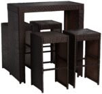 Capone Outdoor Patio Bar Sets 4 Stools and 1 Table (Dark Brown) - Image 3