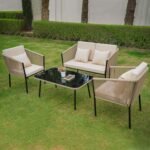 Parna Outdoor Garden Balcony Sofa Set 2 Seater , 2 Single Seater 1 Center Table Set Braided and Rope - Image 2