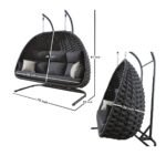 Lleu Three Seater Hanging Swing With Stand For Balcony, Garden Swing (Grey) Braid & Rope - Image 6