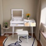 43.3" Classic Makeup Vanity – Elegant Wooden Vanity Desk with Storage - Image 7