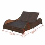 Capone Outdoor Poolside Sunbed With Cushion Daybed (Black/Brown) - Image 9