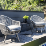 Faux Outdoor Patio Seating Set 2 Chairs and 1 Table Setc(Grey) Braided & Rope