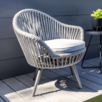 Faux Outdoor Patio Seating Set 2 Chairs and 1 Table Setc(Grey) Braided & Rope - Image 3