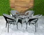 Bloom Outdoor Patio Seating Set 4 Chairs and 1 Table Set - Image 9
