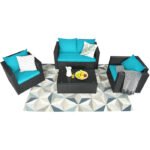Carcamo Outdoor Sofa Set 2 Seater, 2 Single seater and 1 Center Table (Blue) - Image 4