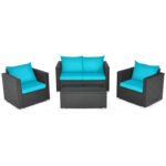 Carcamo Outdoor Sofa Set 2 Seater, 2 Single seater and 1 Center Table (Blue) - Image 6