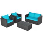 Carcamo Outdoor Sofa Set 2 Seater, 2 Single seater and 1 Center Table (Blue) - Image 3
