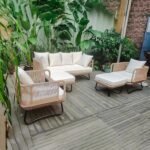 Kuub Outdoor Sofa Set 3 Seater, 2 Single seater,2 Ottoman(Tan) - Image 3