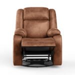 Avalon Rocking & Rotating Desert Orange Single Seater Suede Fabric Recliner - Image 4