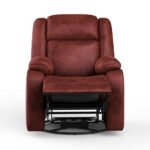 Avalon Rocking & Rotating Crimson Red Single Seater Suede Fabric Recliner - Image 4