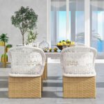 Homela Outdoor Patio Seating Set 4 Chairs and 1 Table Set (Tan + White) - Image 6