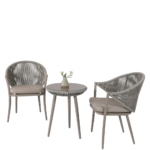 Detect Outdoor Patio Seating Set 2 Chairs and 1 Table Set (Grey) Braided & Rope - Image 2