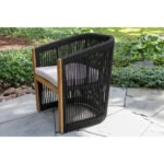 Issoro Outdoor Garden Patio Dining Set 4 Chairs and 1 Table Set (Black) Braided & Rope - Image 4