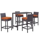 Lomeo Outdoor Patio Bar Sets 4 Chairs and 1 Table (Dark Brown) - Image 19
