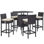 Volta Outdoor Patio Bar Sets 4 Chairs and 1 Table (Dark Brown) - Image 11