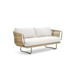 Elix Outdoor Sofa Set 2 Seater, 2 Single seater and 1 Center Table with ottoman (Tan) Braided & Rope - Image 3