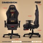 Drogo ProForm Suede Ergonomic Gaming Chair Adjustable Seat & Massager Lumbar Pillow - Image 20
