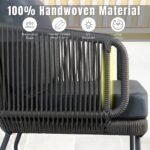 Castolo Outdoor Garden Balcony Sofa Set 3 Seater, 2 Single Seater 1 Ottoman and 1 Center Table Set Braid & Rope (Grey) - Image 3