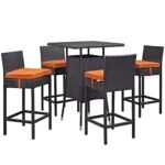 Volta Outdoor Patio Bar Sets 4 Chairs and 1 Table (Dark Brown) - Image 17