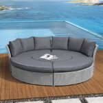 Femia Outdoor Poolside Sunbed With Cushion Daybed (Grey)