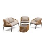 Willa Outdoor Sofa Set 2 Seater , 2 Single seater and 1 Center Table Set (Beige) Braided & Rope - Image 2