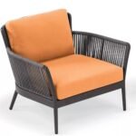 Tito Outdoor Patio Seating Set 2 Chairs and 1 Table Set (ORANGE) Braided & Rope - Image 3