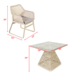 Buratti Outdoor Patio Dining Set 4 Chairs and 1 Table (Beige) - Image 4