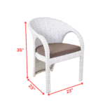 Colombina Outdoor Patio Dining Set 6 Chairs and 1 Table (Pearl white) - Image 5