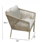 Chimp Outdoor Patio Seating Set 2 Chairs and 1 Table Set (Cream) Braided & Rope - Image 9
