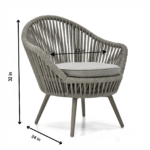 Faux Outdoor Patio Seating Set 2 Chairs and 1 Table Setc(Grey) Braided & Rope - Image 11