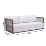 Coco Outdoor Sofa Set 3 Seater , 2 Single seater and 1 Center Table (White+ Brown) - Image 7