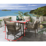 Carlos Outdoor Garden Patio Dining Set 4 Chairs and 1 Table Set Braided & Rope - Image 12