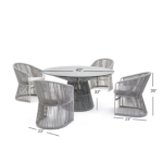 Mash Outdoor Patio Seating Set 4 Chairs and 1 Table Set (Grey) Braided & Rope - Image 2