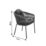 Pumpa Outdoor Patio Seating Set 4 Chairs and 1 Table Set (Black) Braided & Rope - Image 7