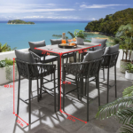 Rafaela Outdoor Patio Bar Set 6 Chairs and 1 Table Set Braided & Rope - Image 7