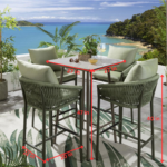 Rocío Outdoor Patio Bar Set 4 Chairs and 1 Table Set (Green) Braided & Rope - Image 9