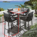Verónica Outdoor Patio Bar Set 4 Chairs and 1 Table Set Braided & Rope - Image 7