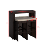 Capone Outdoor Patio Bar Sets 4 Stools and 1 Table (Dark Brown) - Image 7