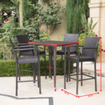 Billy Outdoor Patio Bar Sets 4 Chairs and 1 Table (Brown) - Image 5