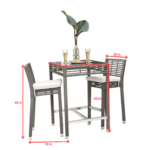 Vanna Outdoor Patio Bar Sets 2 Chairs and 1 Table (Grey) - Image 3