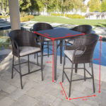 Maso Outdoor Patio Bar Sets 4 Chairs and 1 Table (Brown) - Image 3