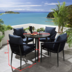 Hernando Outdoor Garden Patio Dining Set 4 Chairs and 1 Table Set (Blue+Black) Braided & Rope - Image 13