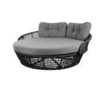 Greco Outdoor Poolside Sunbed With Cushion Daybed (Black) Braided & Rope - Image 3