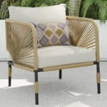 Kylie Outdoor Sofa Set 3 Seater , 2 Single seater and 1 Center Table Braided & Rope(Tan) - Image 4