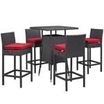 Volta Outdoor Patio Bar Sets 4 Chairs and 1 Table (Dark Brown) - Image 21