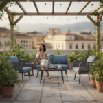 Polari Outdoor Garden Balcony Sofa Set 2 Seater , 2 Single Seater 1 Center Table Set (Grey) Braided and Rope - Image 2