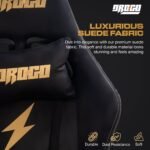 Drogo ProForm Suede Ergonomic Gaming Chair Adjustable Seat & Massager Lumbar Pillow - Image 5
